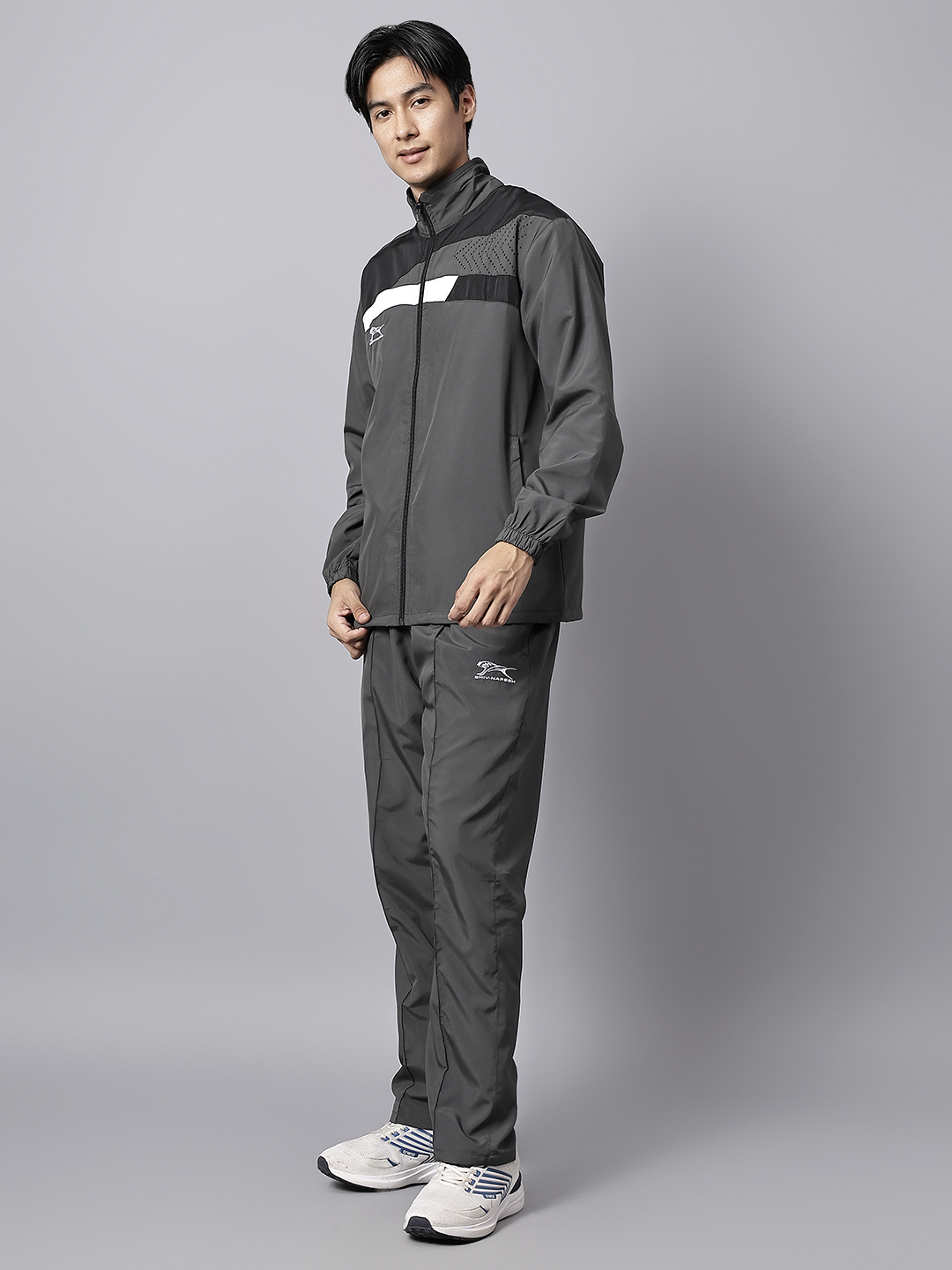 Men's Tracksuit  494A-Dark Grey/Black/White-3XL-TZ