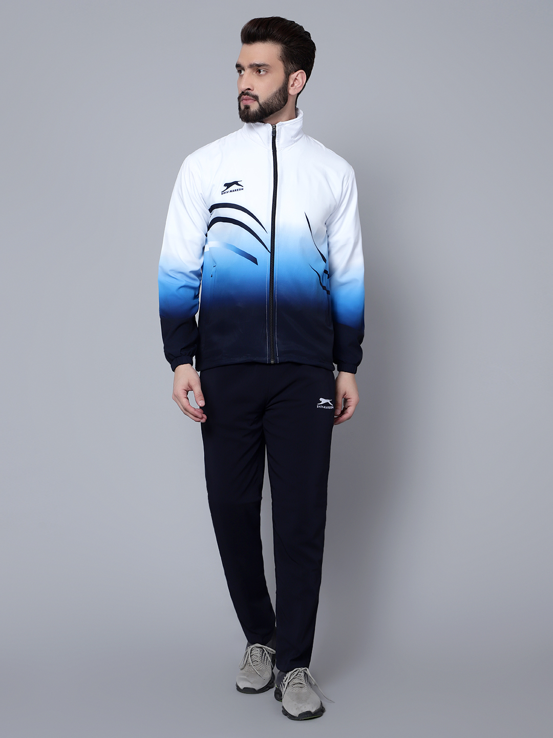 Men's Tracksuit  E-SNTSNXFS965_White/Navy/Cyan_XL_NS Spandex