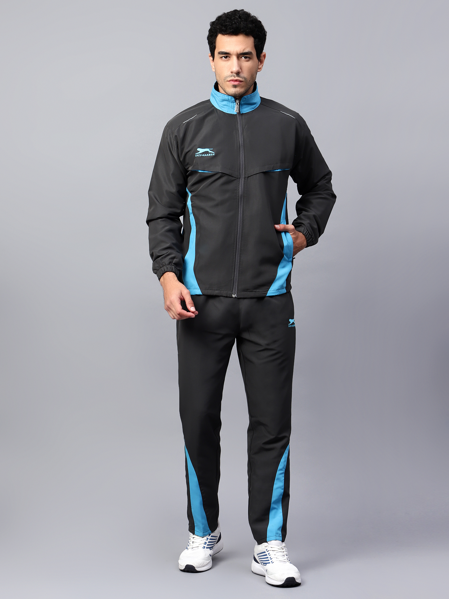 Men's Tracksuit  422A-Black/Cyan-L-TZ