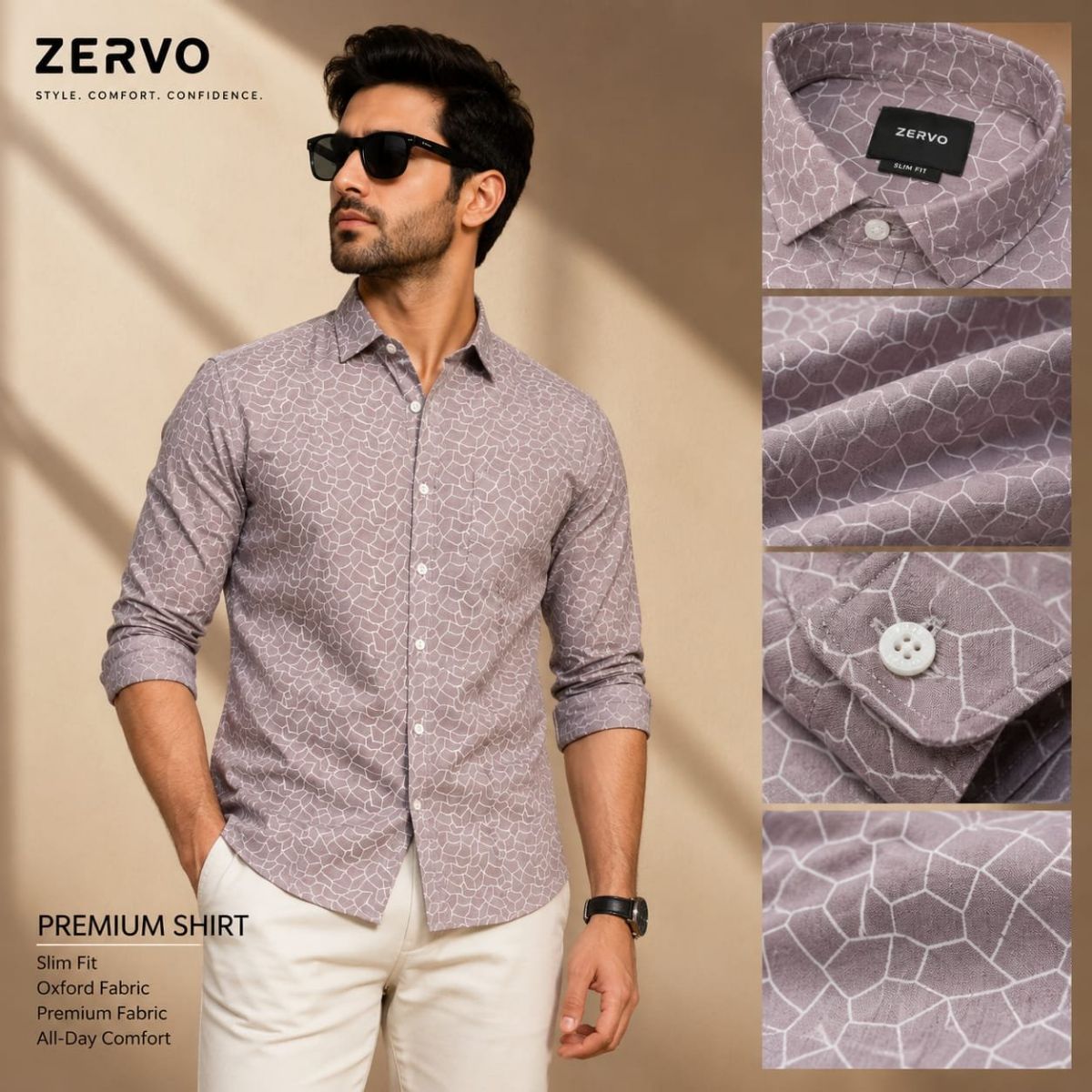 Zervo Men's Cotton Oxford Printed Shirts