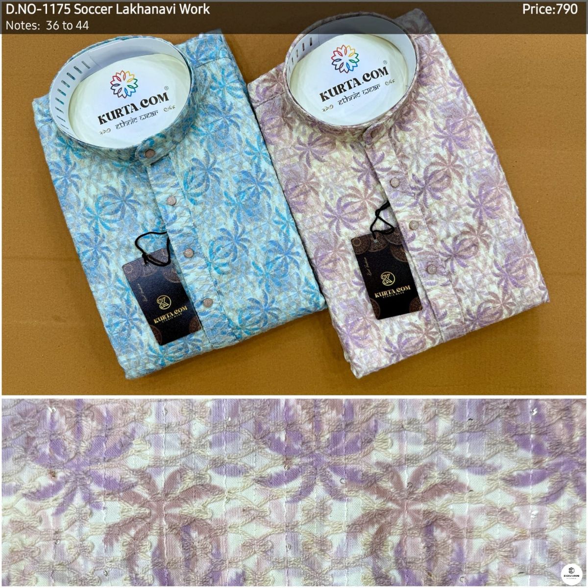 Soccer Lakhnavi Work Kurta Only-1175
