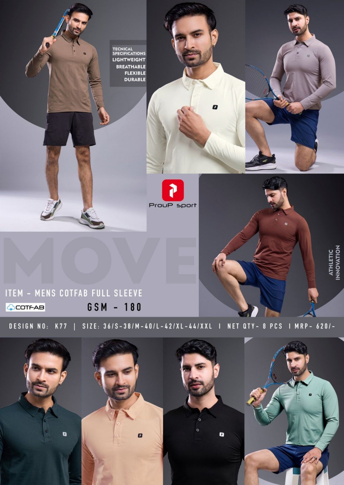 Men's Fake Cotton Full Sleeve T-shirts - K-77