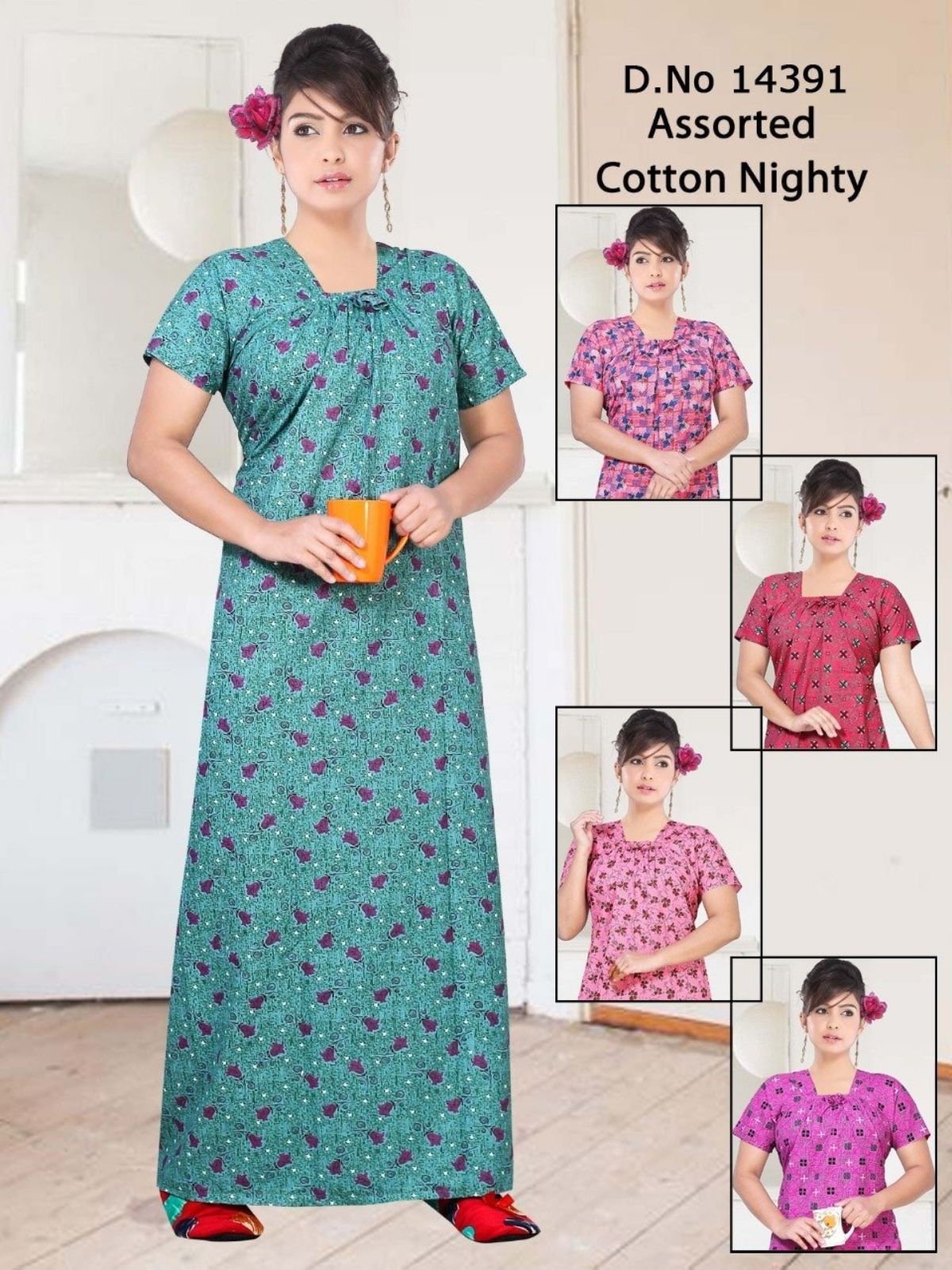 Seven Cross Women's Cotton Nighty D No- 14391
