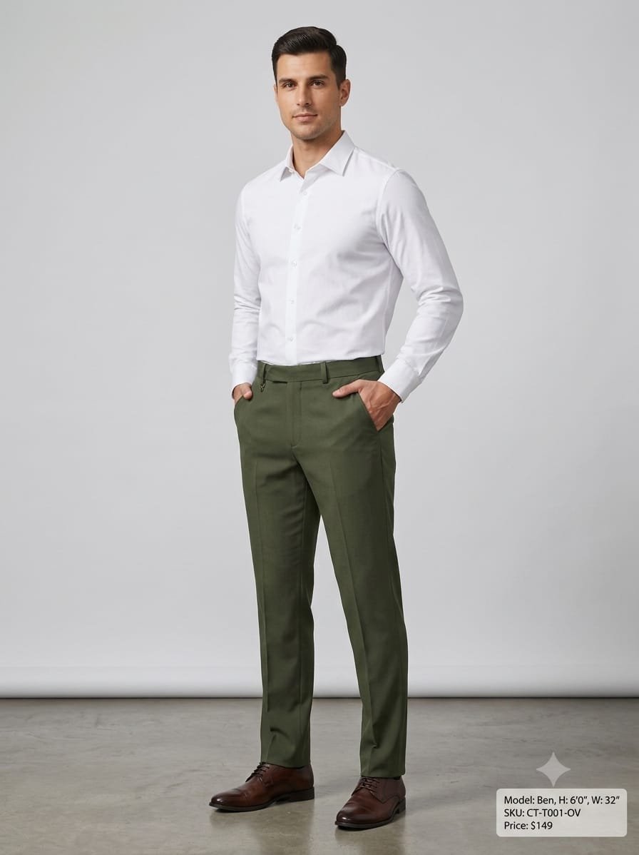 Updry Narrow Barbie Men's Formal pants -Olive Green