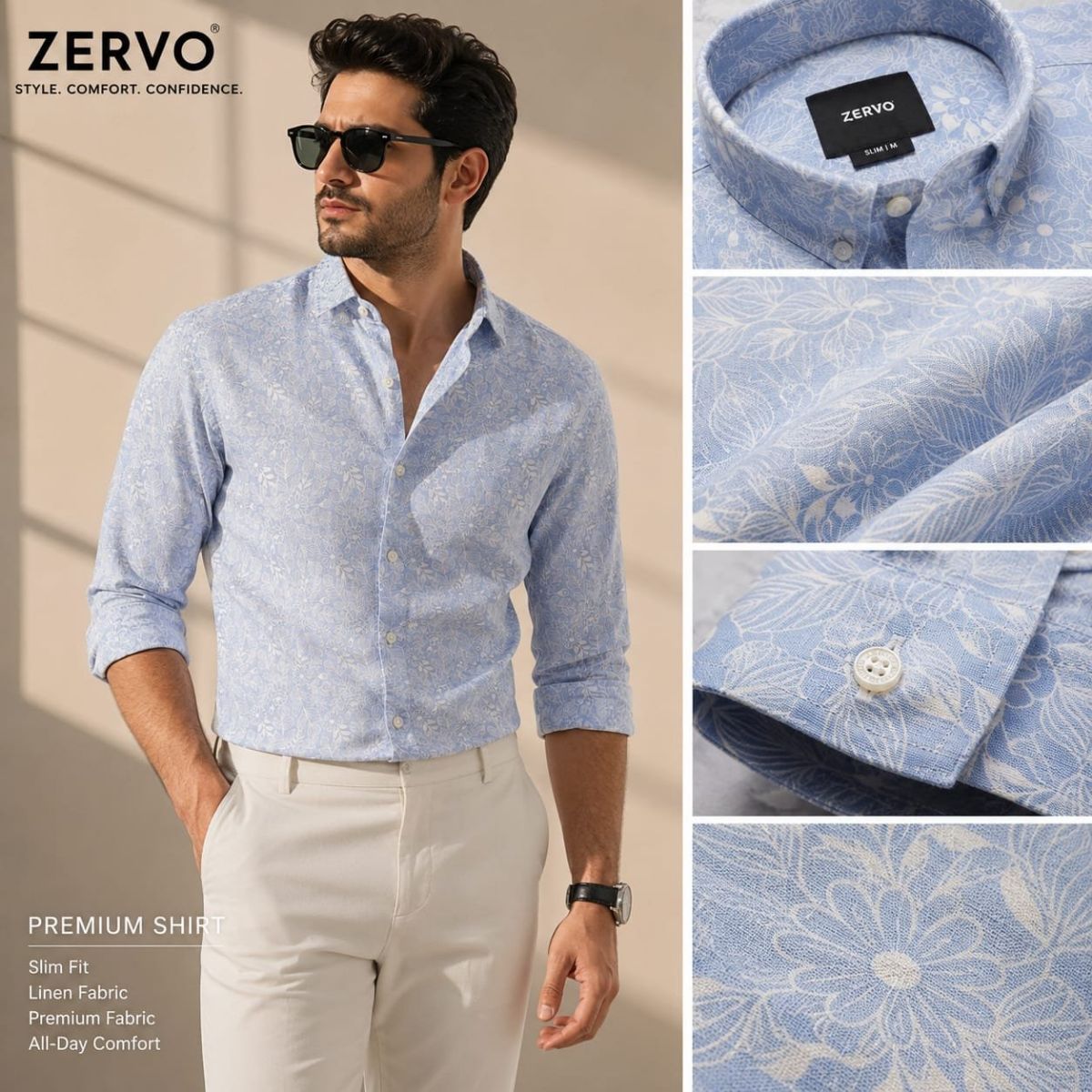 Zervo Men's Linen Printed Shirts