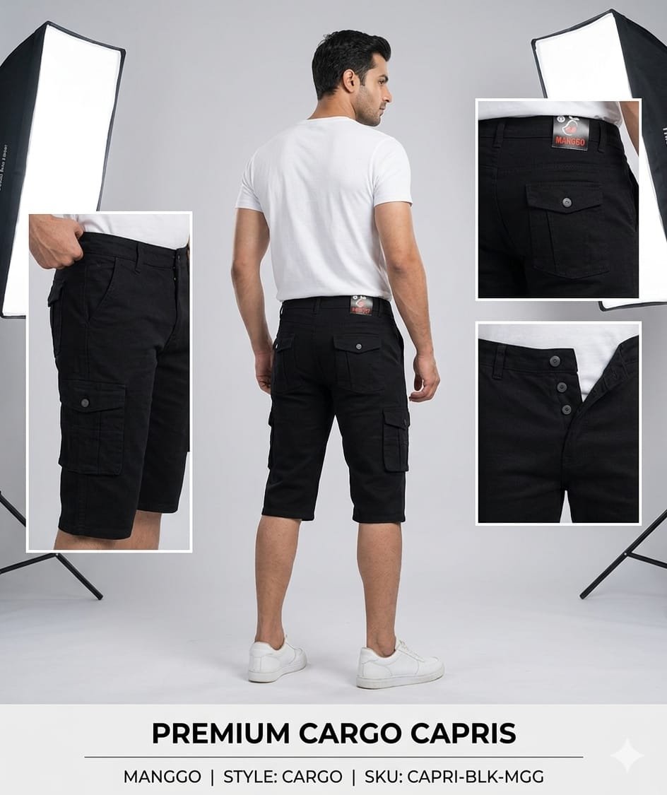 Mango Six Pockets Men's Capri- Black