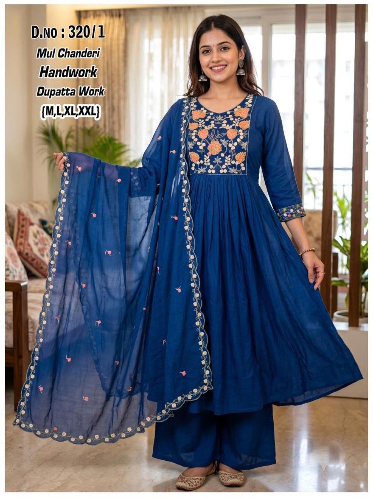 Women's Ethnic Wear Full Ghera Anarkali Frock Suit- Mulchanderi-320/1