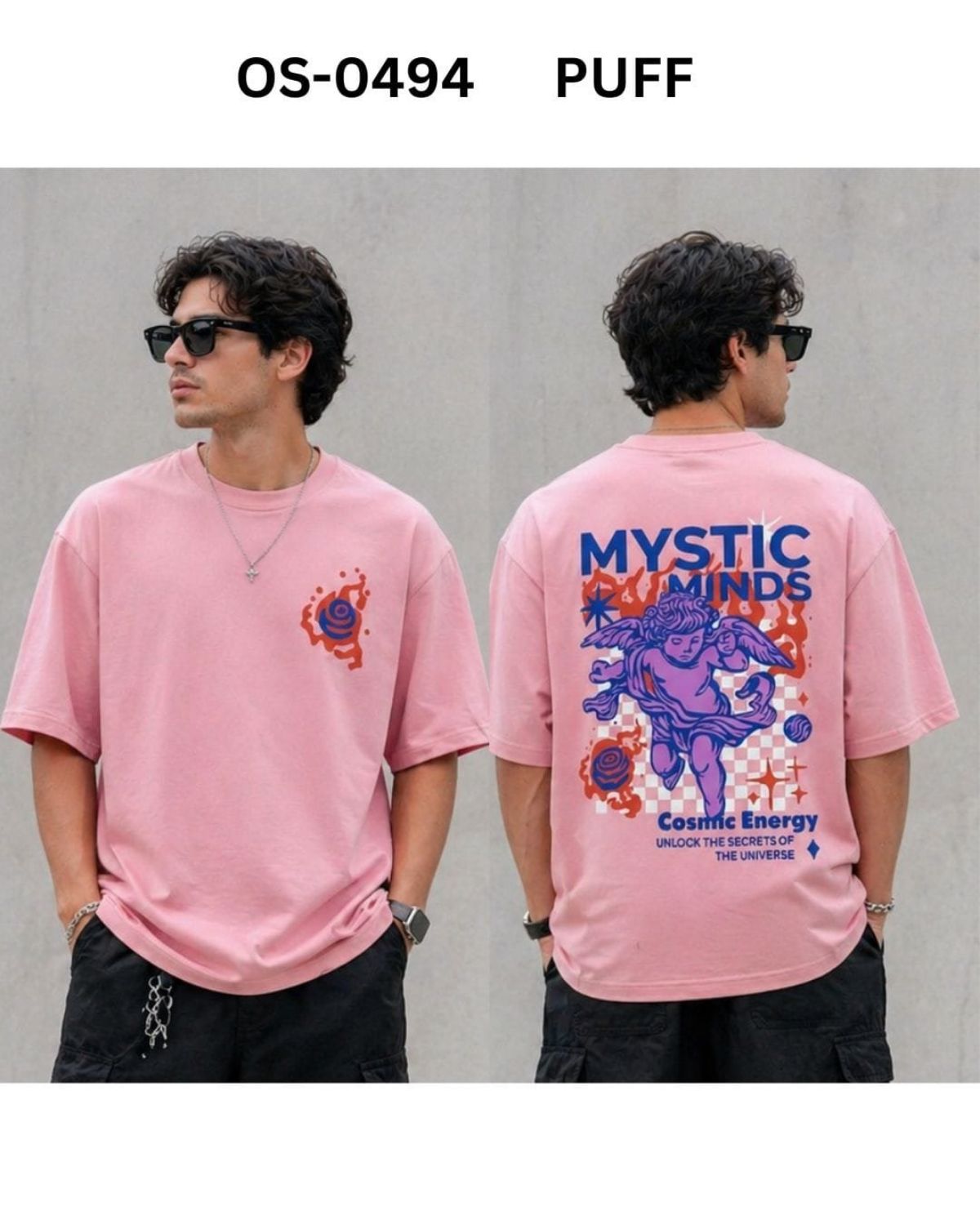 TOMHIDDLE MENS OVERSIZED PRINTED DOWN SHOULDER T-SHIRT- A4-OS-0494