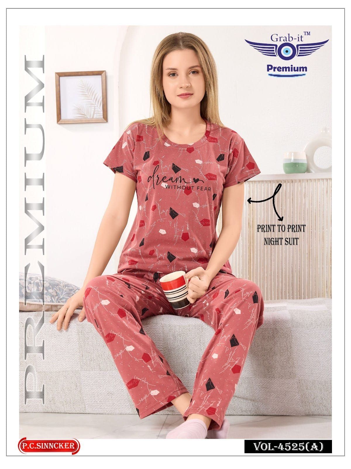 Women's Printed Cotton Night Suit