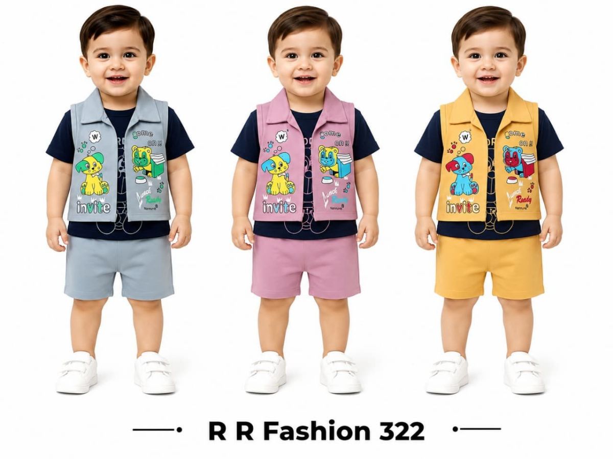 R R FASHION- Kids T-shirt & nikker Clothing Set-322