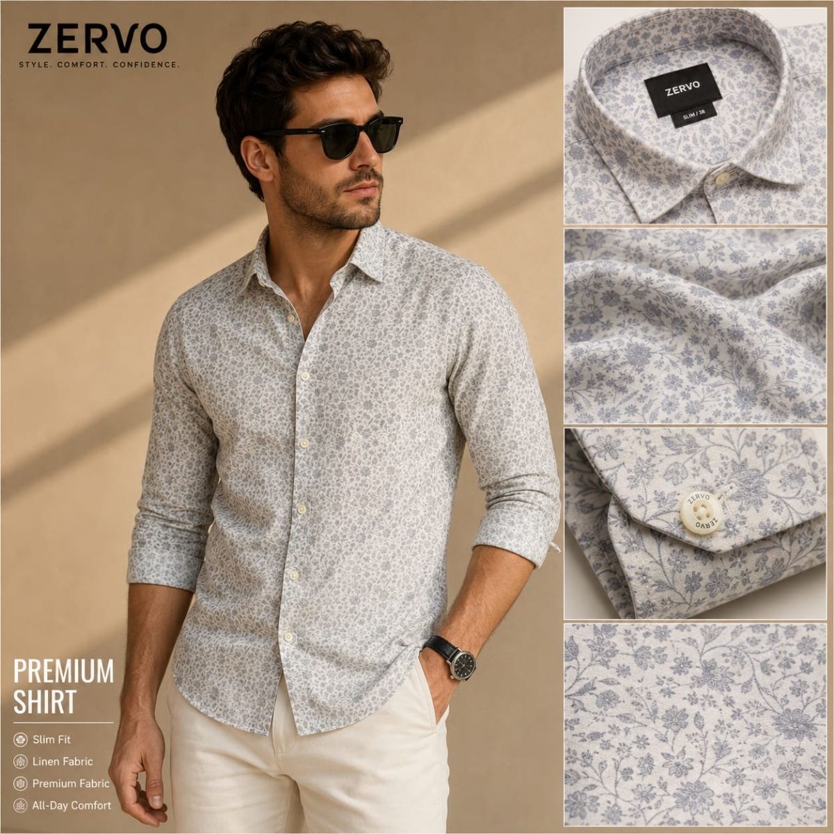 Zervo Men's Linen Printed Shirts
