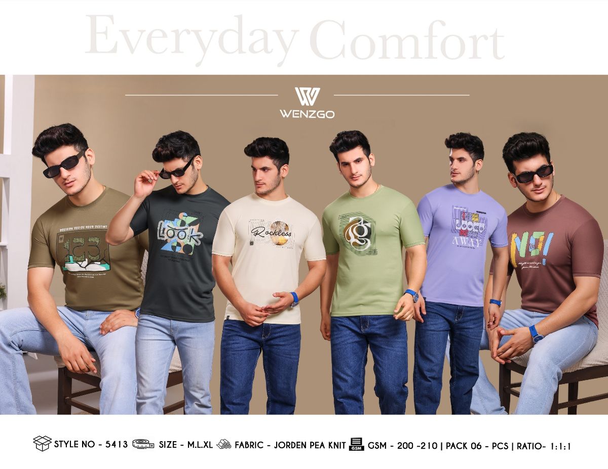 WENZGO MENS HALF SLEEVEV T SHIRTS 210 GSM SINGLE PCS COVER WITH BOX PACKING